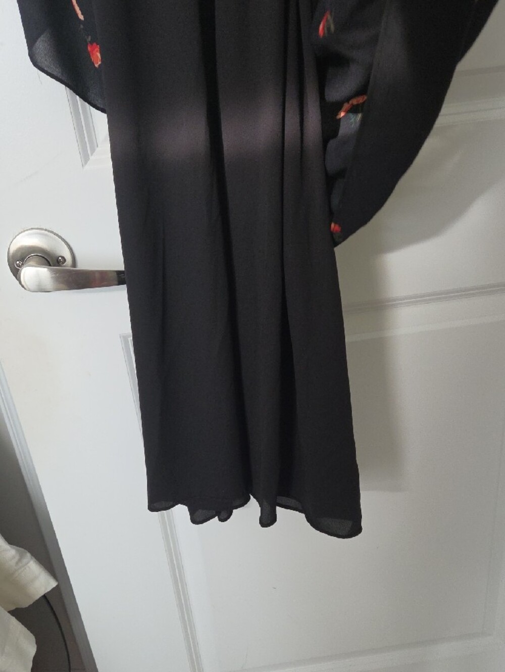 NEW Artzia (Wilfred) Crepe Lined Black Floral Maxi Dress with Orange Accent - - Picture 7 of 7